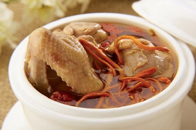 gà hầm đông trùng hạ thảo, gà ác tiềm đông trùng hạ thảo, gà tiềm đông trùng hạ thảo, gà ác hầm đông trùng hạ thảo, nước cốt gà đông trùng hạ thảo, trứng gà đông trùng hạ thảo, gà nấu đông trùng hạ thảo